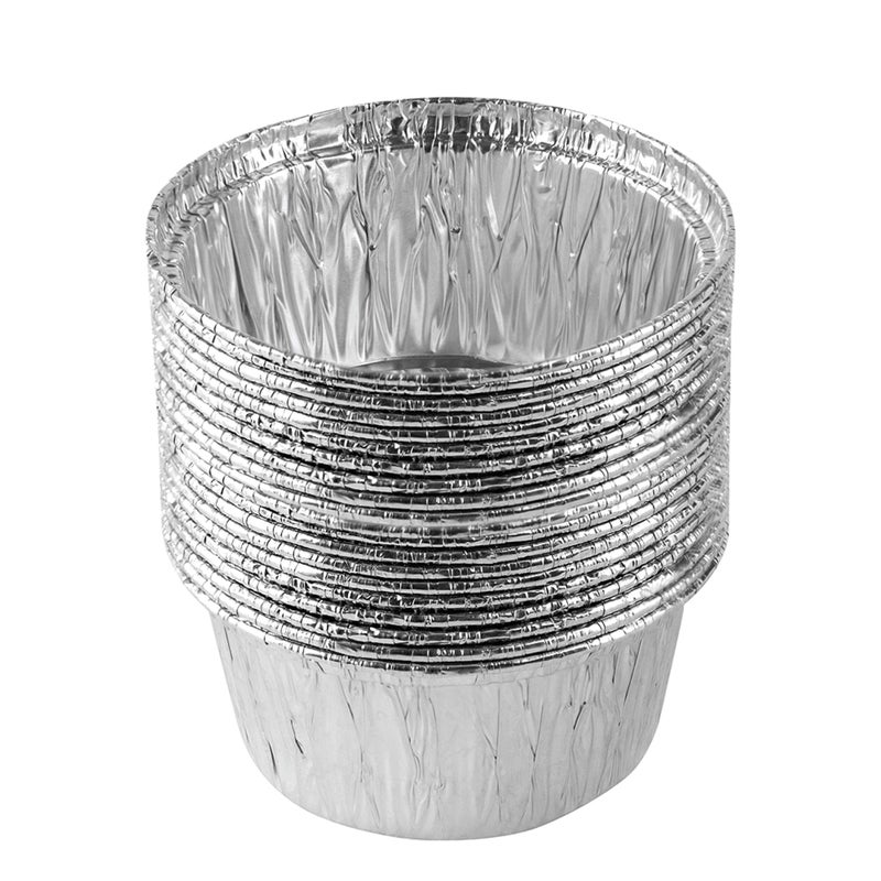 PLASTICPRO 3.5'' Inch Round Ramekins Muffin Cups Tin Foil Cupcake Pans Disposable Aluminum, Freezer & Oven Safe Pack of 20 - Image 1